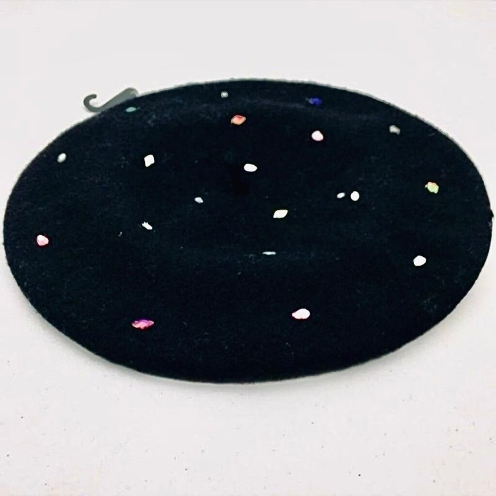 INC Classic Wool Beret Embellished with Multi-Colored Crystal Accents - MSRP $38 - Picture 2 of 6